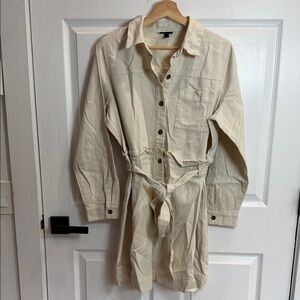 Who What Wear Cream Utility Jacket with Tie Waist